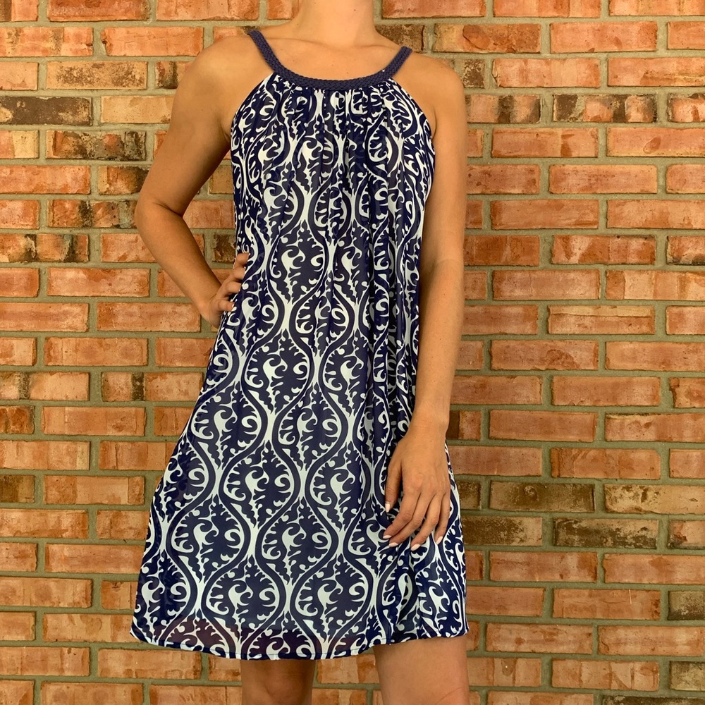 Navy and white dress